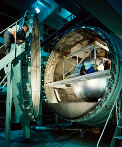 Propellant tank in K Site chamber with door open