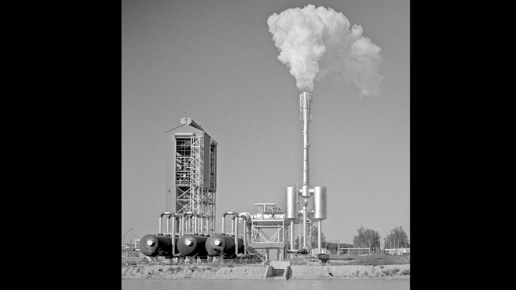View of test stand and steam from ejector.