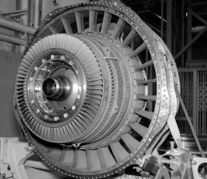 Close-up of compressor blades.