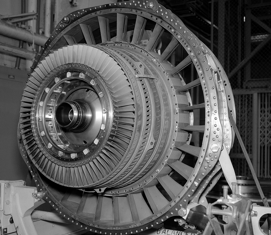 Close-up of compressor blades.