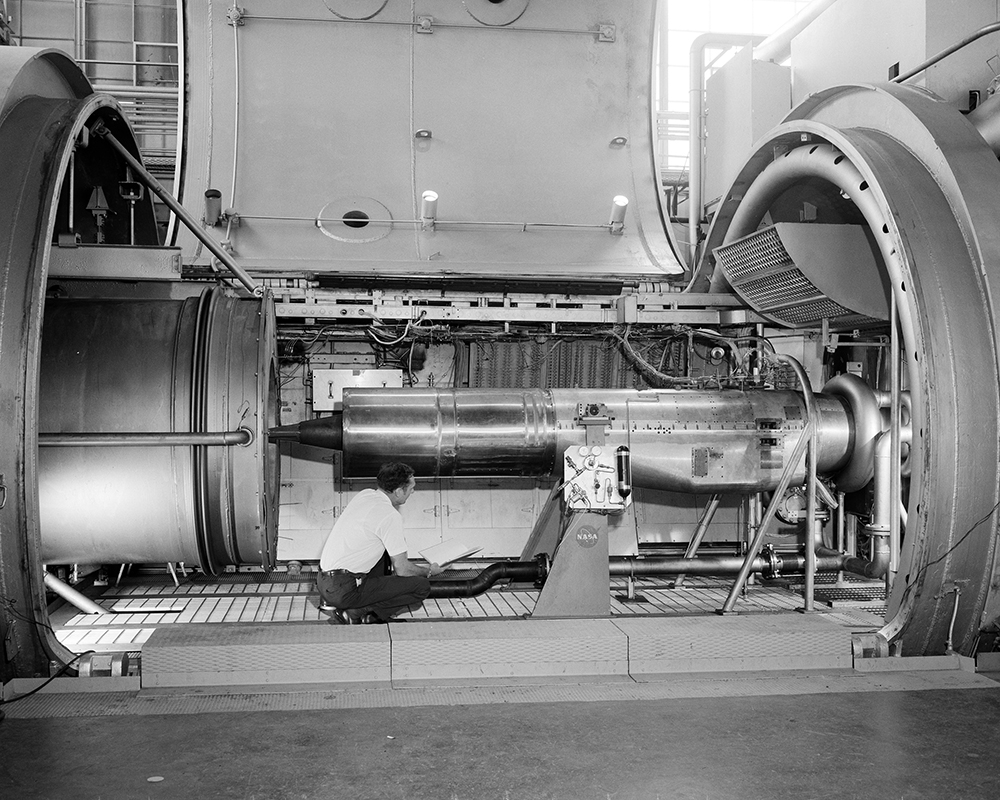 Engine in test cell.
