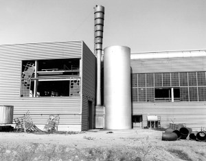 Building with windows blown out.