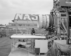 Test equipment with hangar in background.