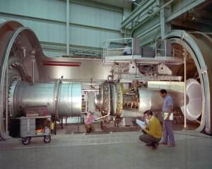 Engine installed in test cell.