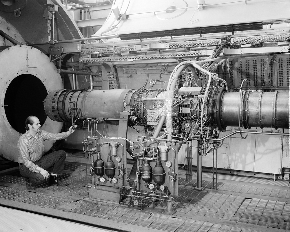 Engine in test cell.