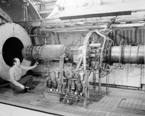 Engine in test cell.