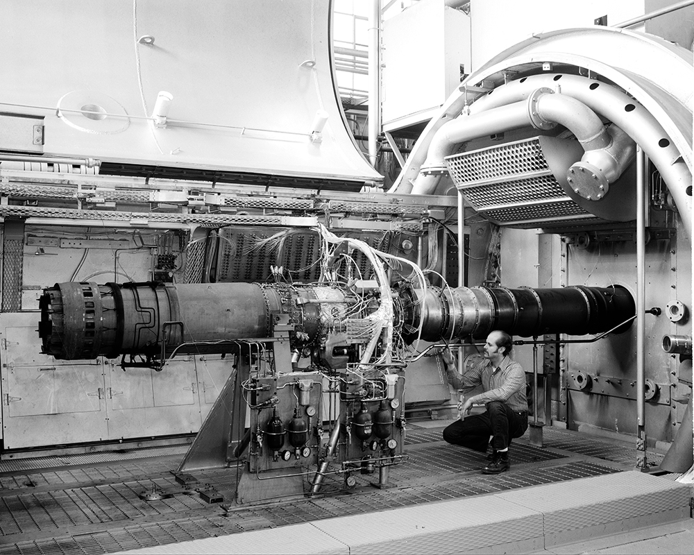 Engine in test cell.