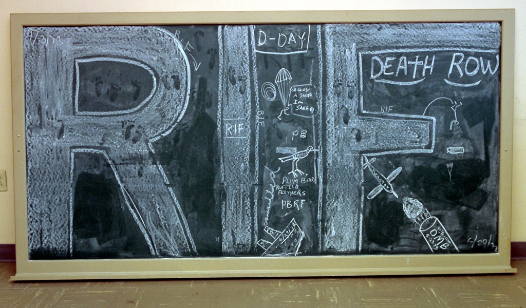 Blackboard with drawings and comments