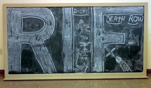 Blackboard with drawings and comments
