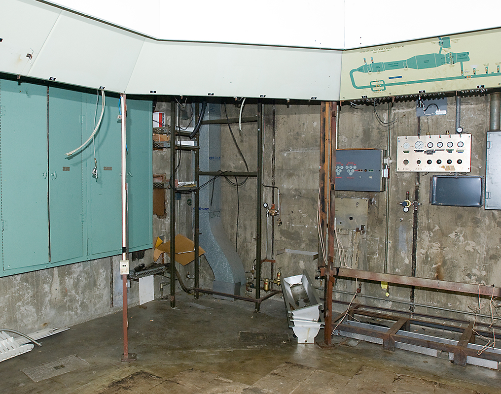 Former PSL control room with panels and equipment gutted. The facility had been inactive for nearly 30 years.