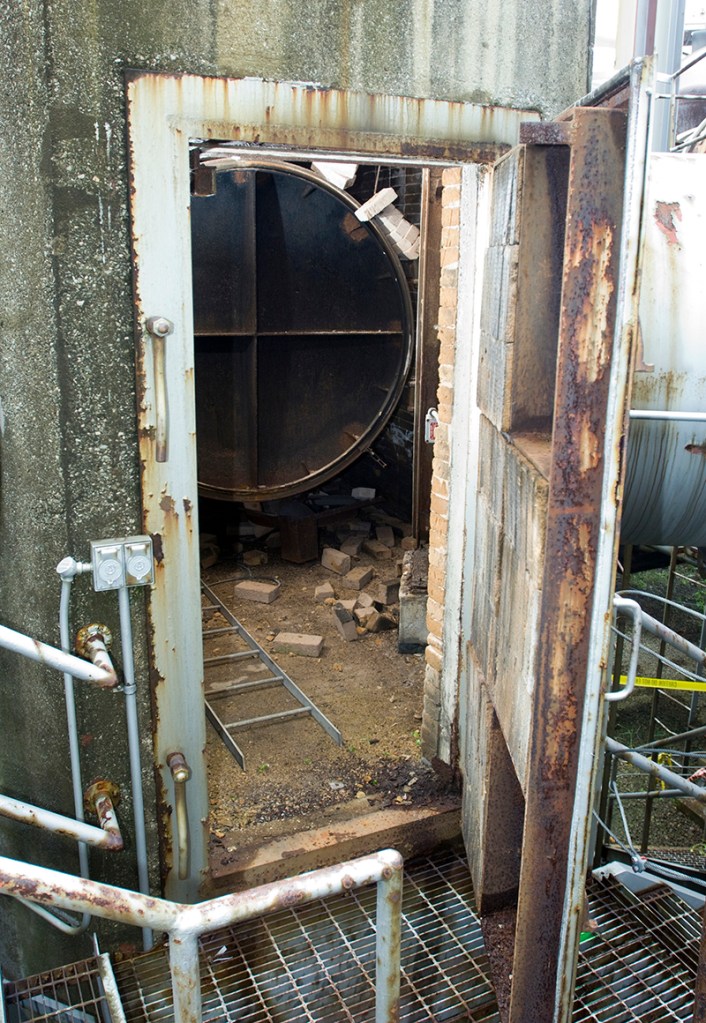 Interior of the atmospheric air vent behind the test chambers after years of inactivity.