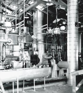 A mechanic works on a turbopump test rig