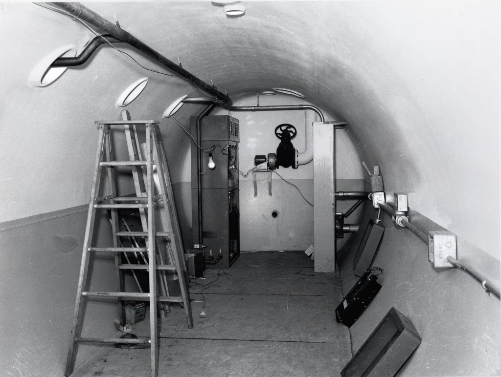 Interior of tubular tank with ladder inside
