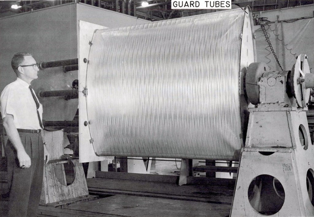 Close-up of An experimental arc tank with foam insulation panels wrapped against it