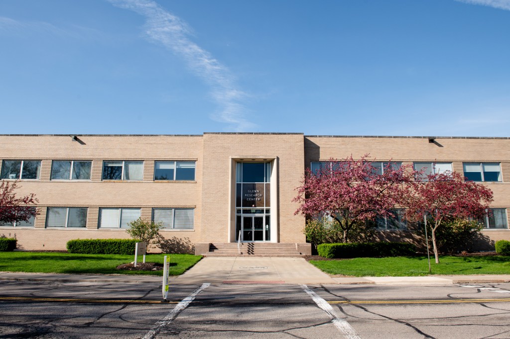Exterior view of front of building.