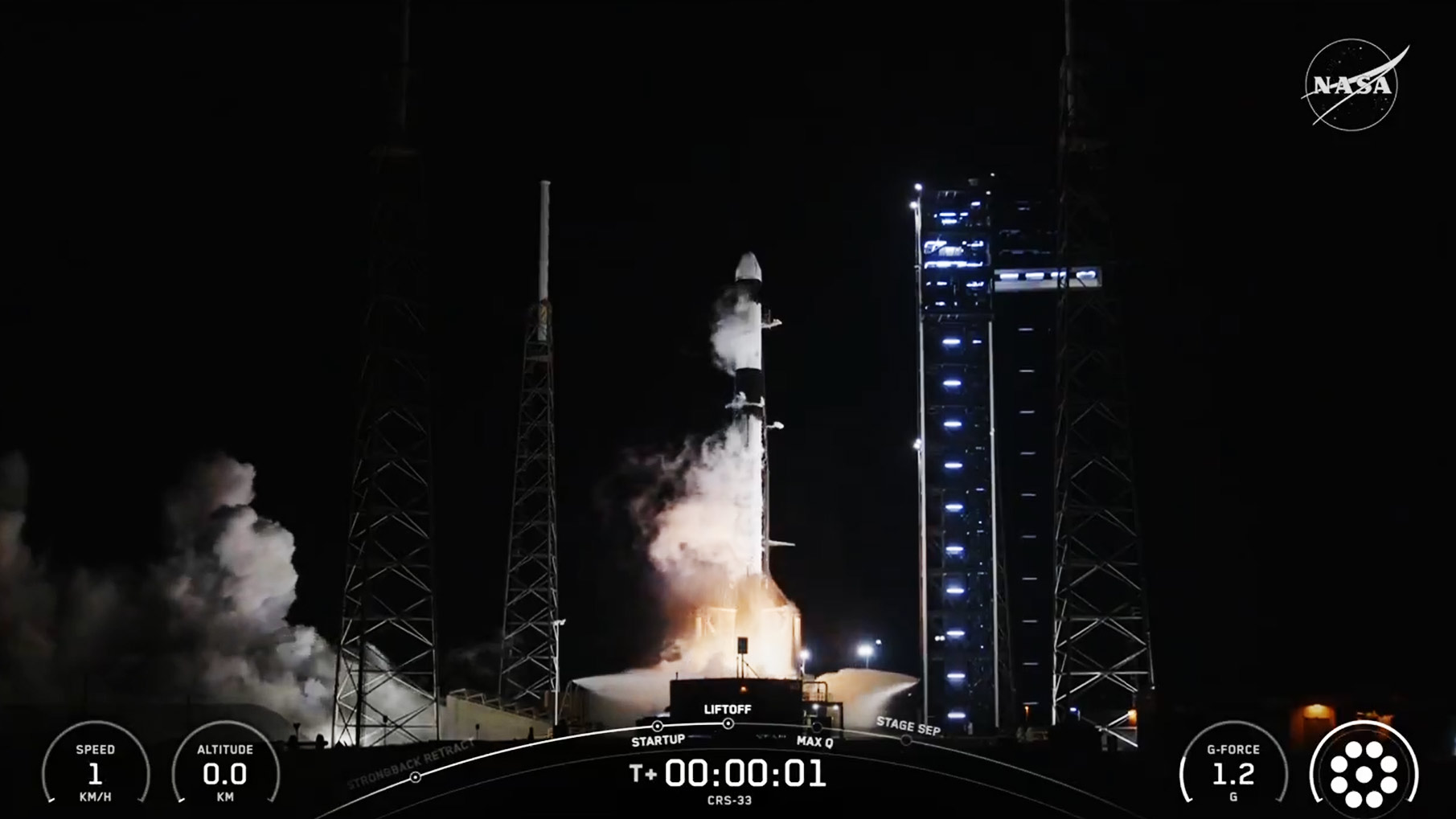 The SpaceX Falcon 9 rocket with Dragon atop launches on time from Cape Canaveral Space Force Station in Florida.