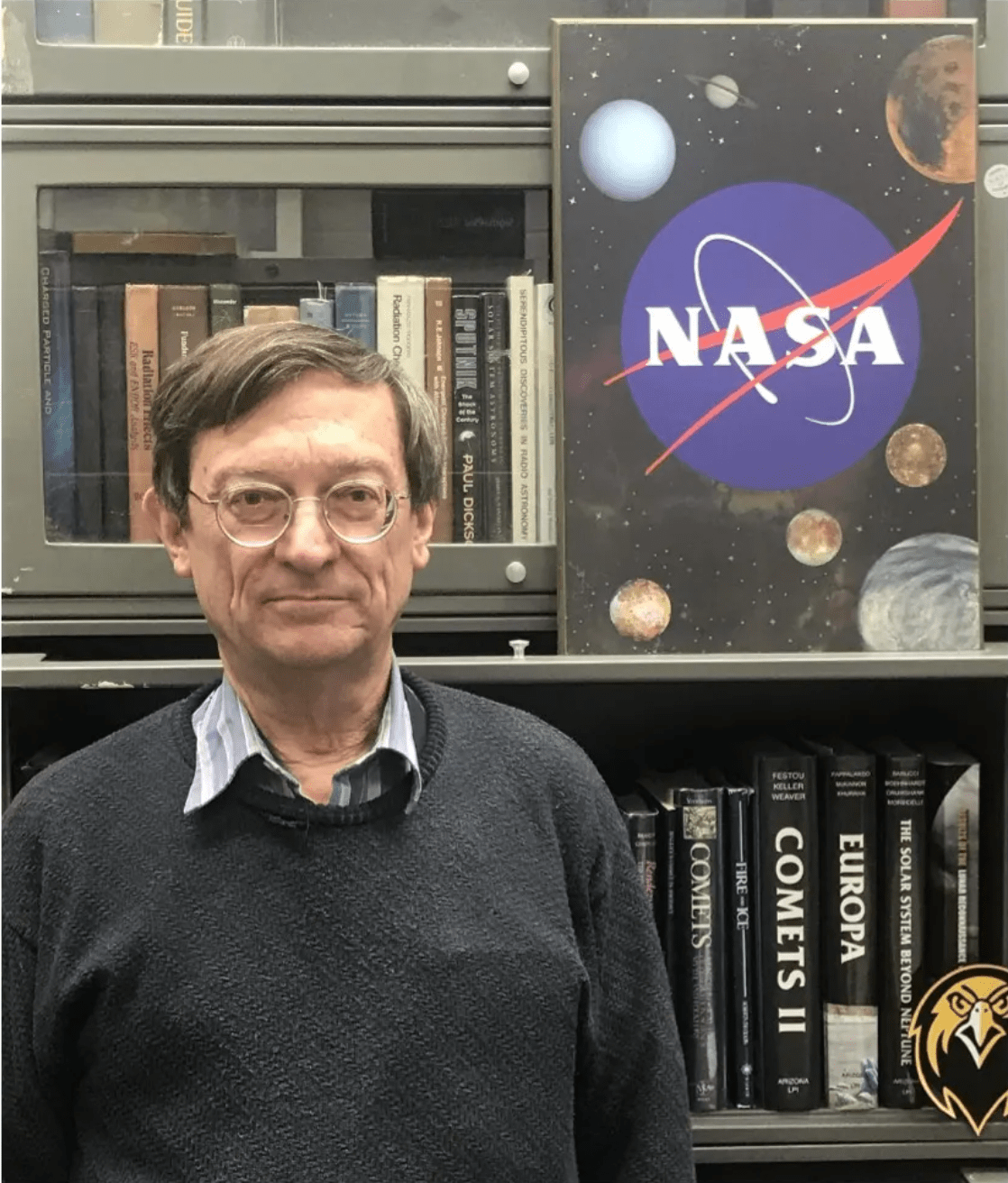 mage of Reggie Hudson in front of a bookshelf. Reggie is a research astrochemist at the NASA Goddard Space Flight Center in Greenbelt, Maryland.