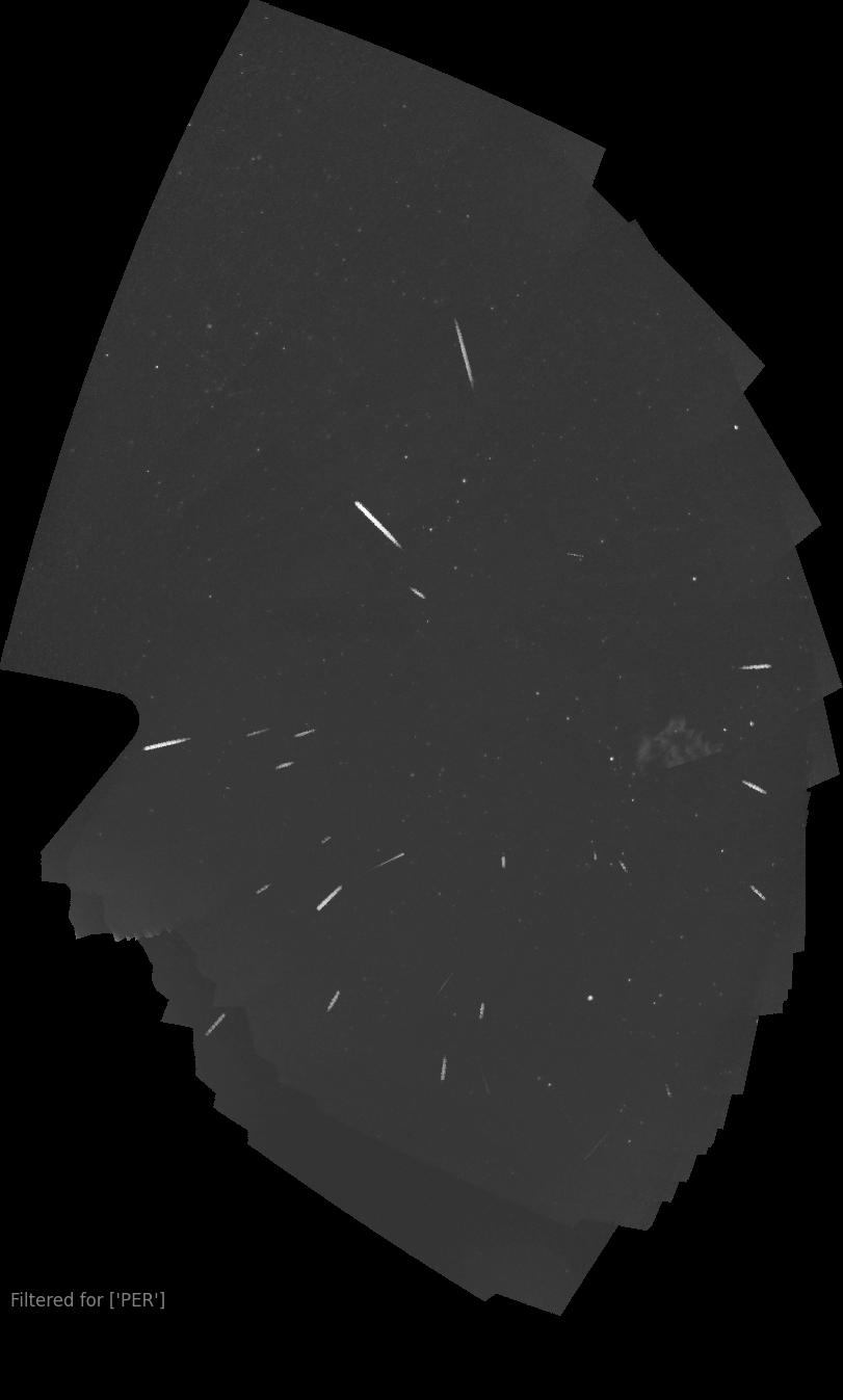 21 streaks of light appear over a dark background.