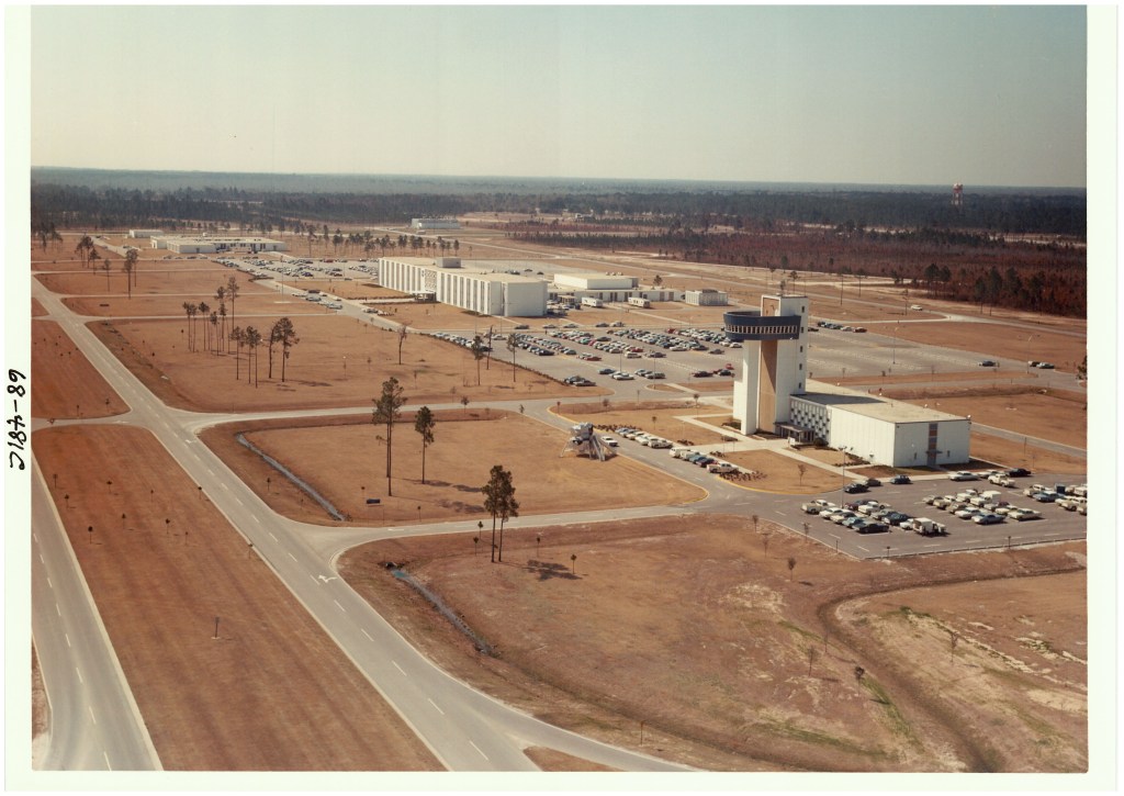 aerial view of NASA Stennis Balch Blvd facilities in 1968