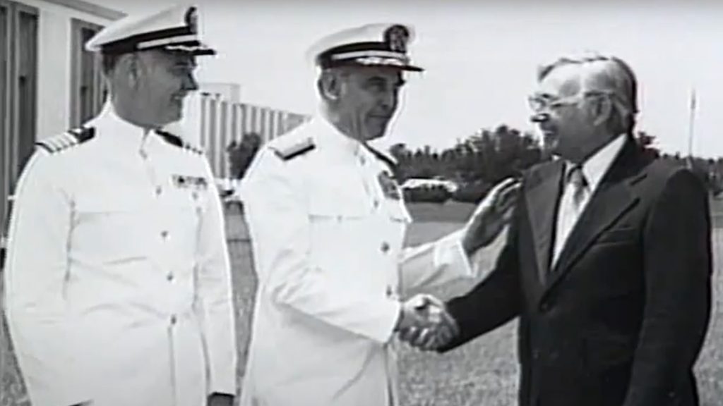 two U.S. Navy officials are welcomed at NASA Stennis