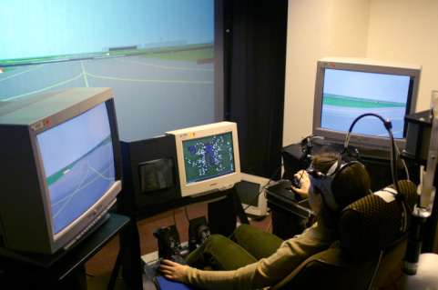 Research subject participating in a human-centered design research study in NASA Ames Research Center's Human-Centered Systems Laboratory (HCSL).