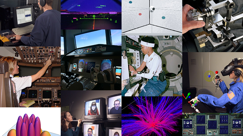 Image collage showing various past research projects from NASA Ames Research Center's Human Systems Integration Division.