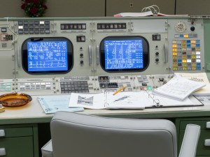 Consoles in restored Apollo MOCR in its final configuration