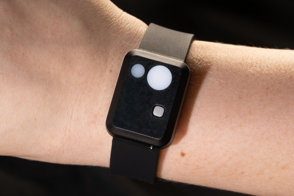 The actigraphy device that select Artemis II astronauts will wear on their wrists during their mission around the Moon. The device will measure the crew members' motion, sleep patterns, and exposure to light. Credit: NASA/Helen Arase Vargas