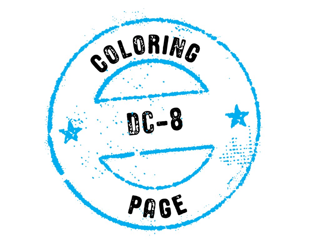 DC-8 Coloring pages stamp.