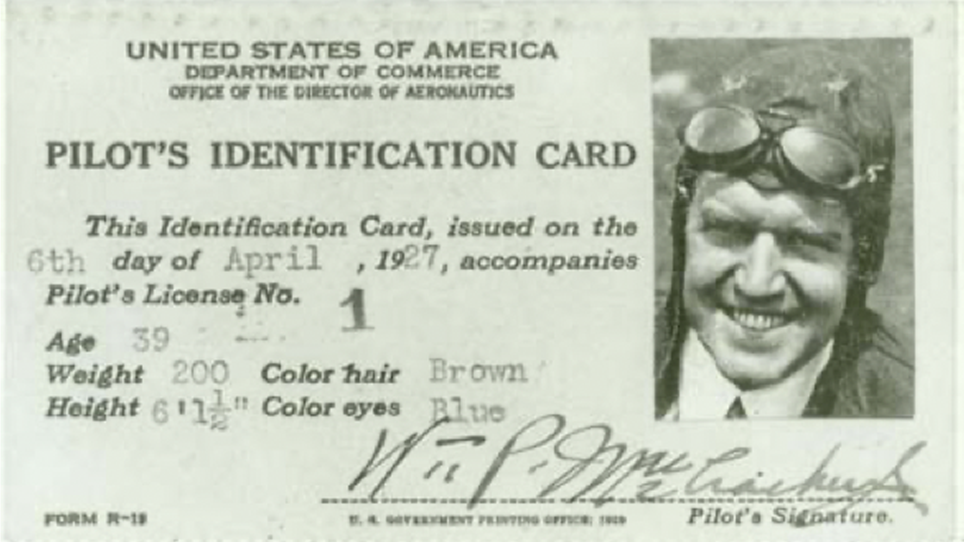 William P. MacCracken's first pilot license.