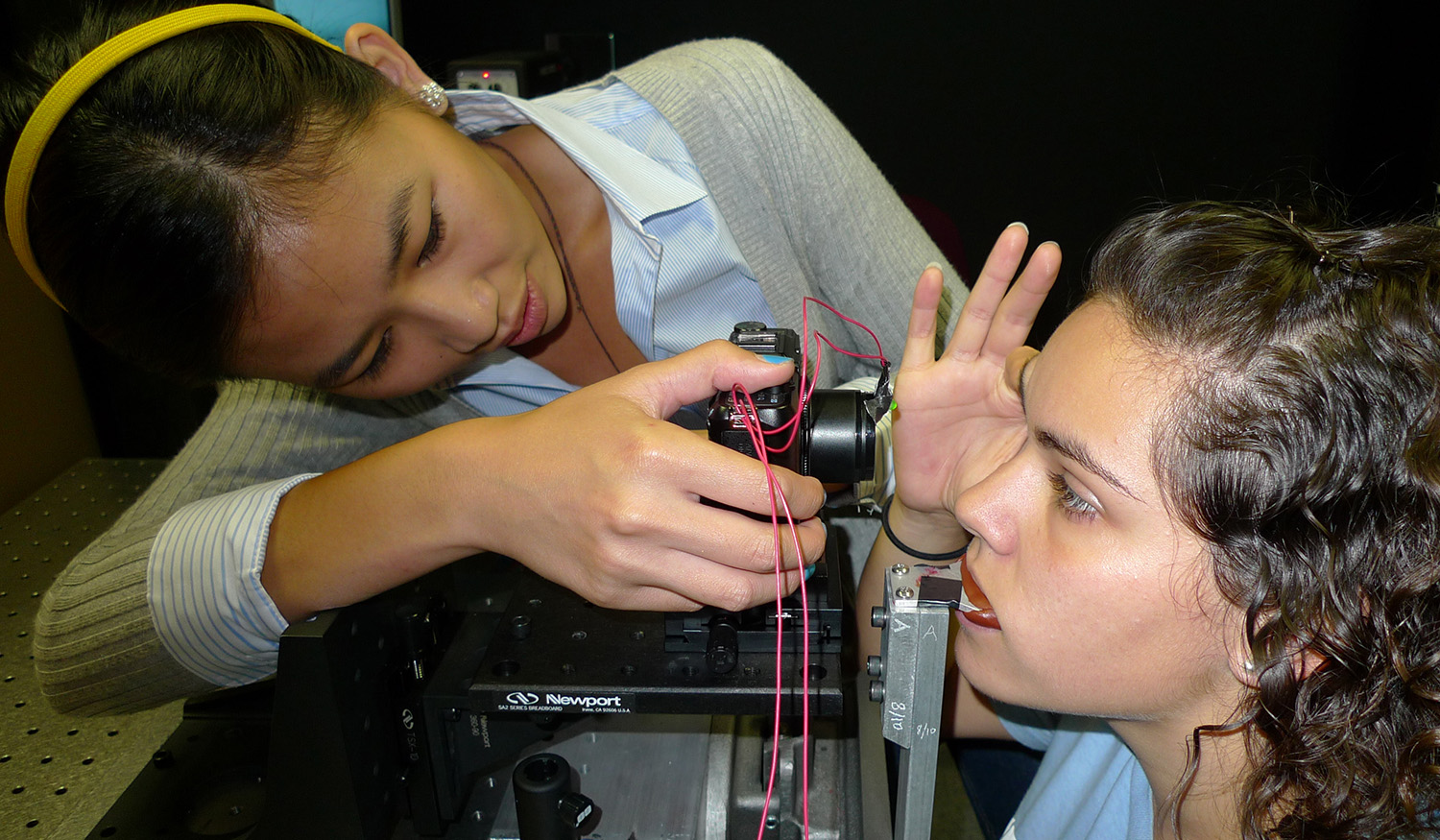 Oculometic research being performed at NASA Ames Research Center's Visuomotor Control Laboratory.
