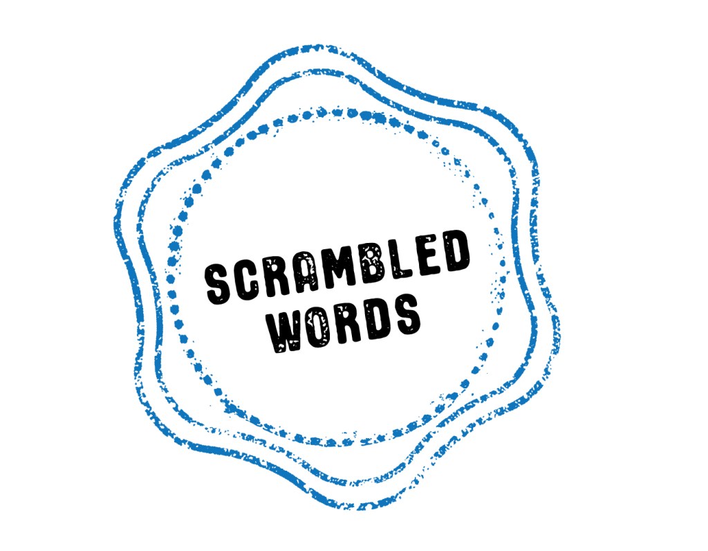 Scrambled words activity stamp.