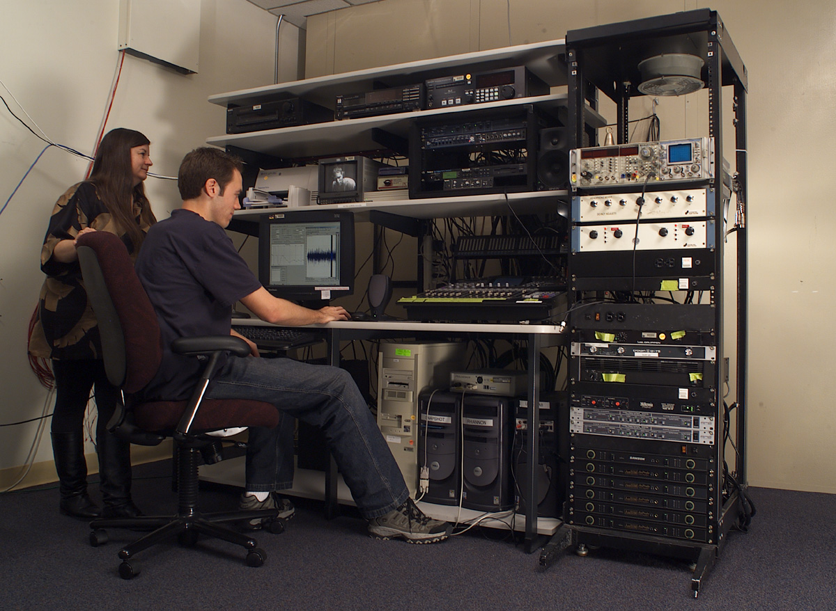 NASA researchers in the Advanced Controls and Displays (ACD) lab at NASA Ames Research Center, studying spatial auditory displays.