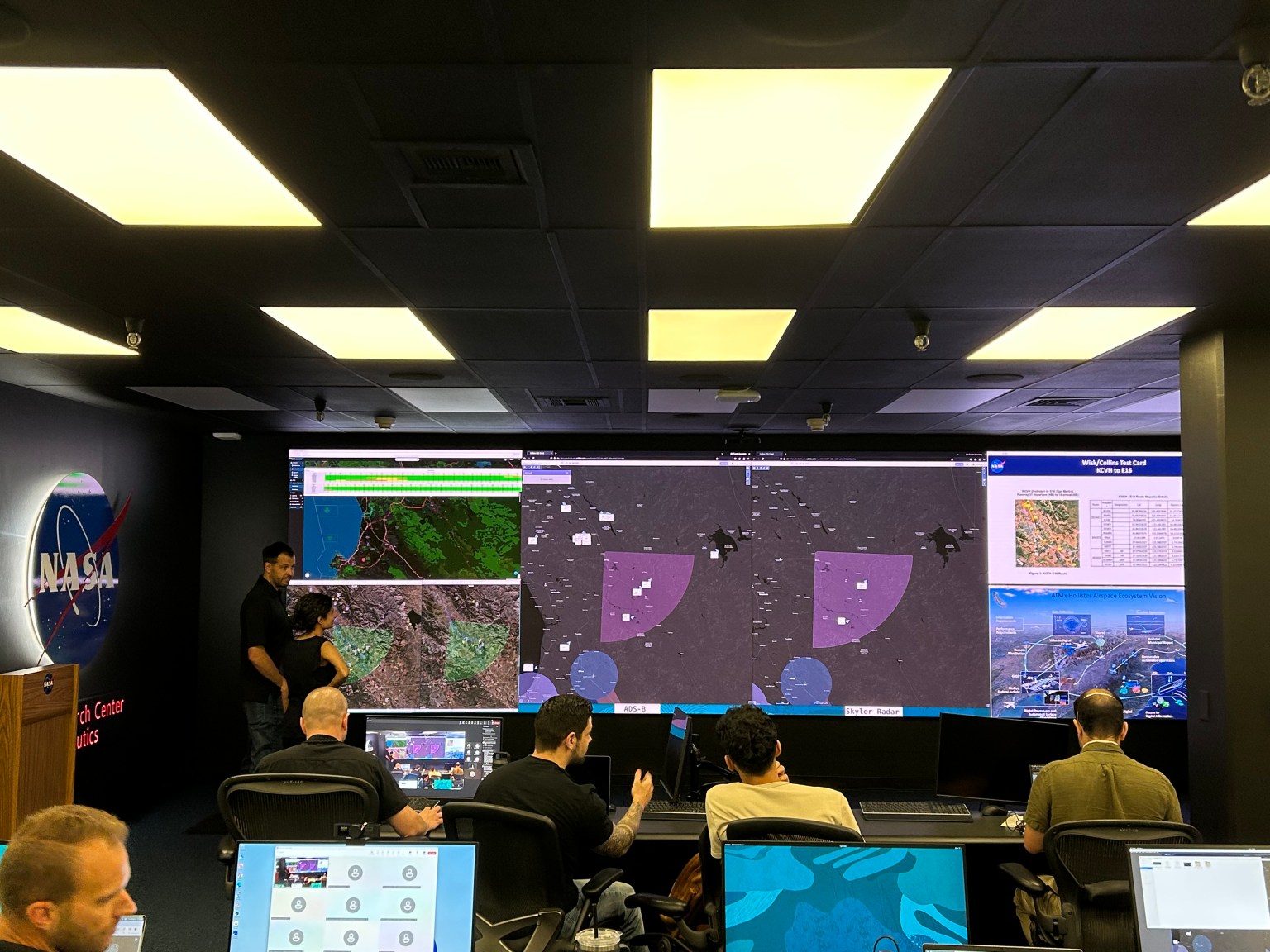 Members of NASA's Air Traffic Management eXploration (ATMx) Project team conduct airspace ecosystem flight with industry partners Collins Aerospace and Wisk Aero.