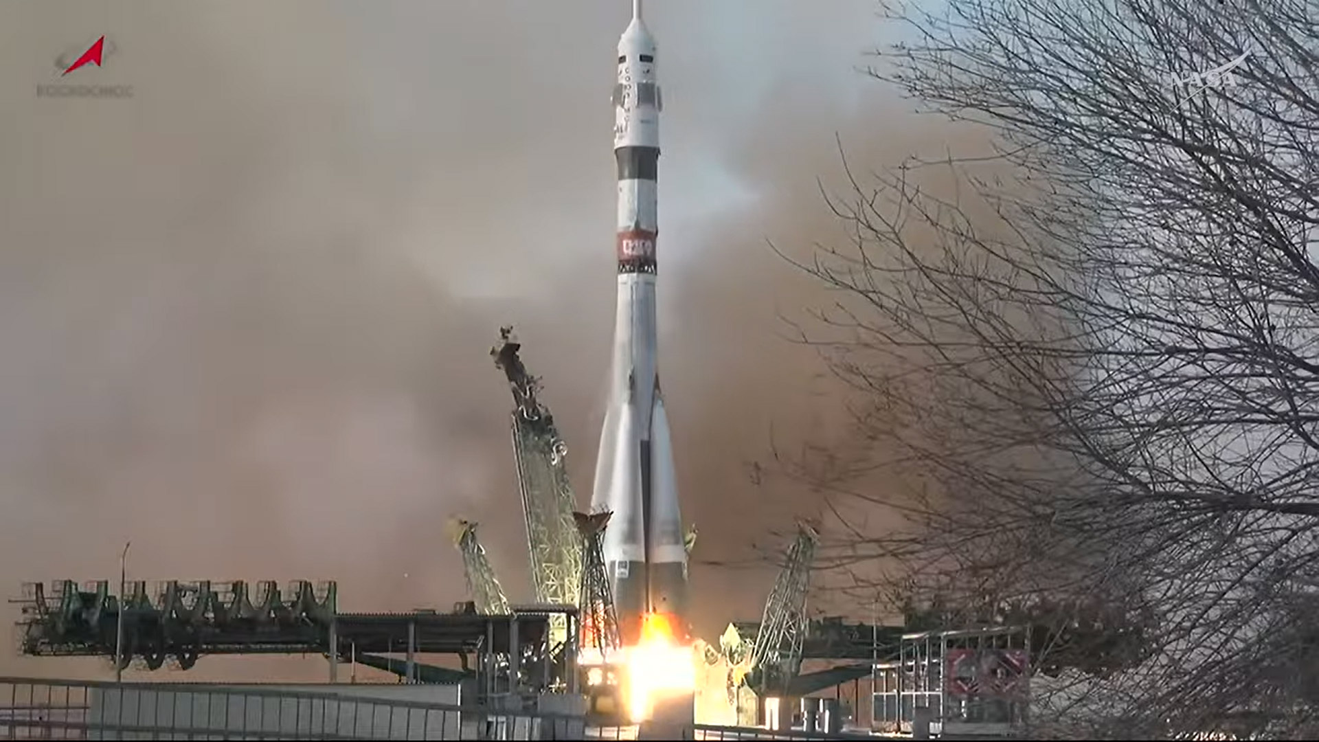 The Soyuz MS-28 rocket carrying three crew members launches on time from the Baikonur Cosmodrome in Kazakhstan.