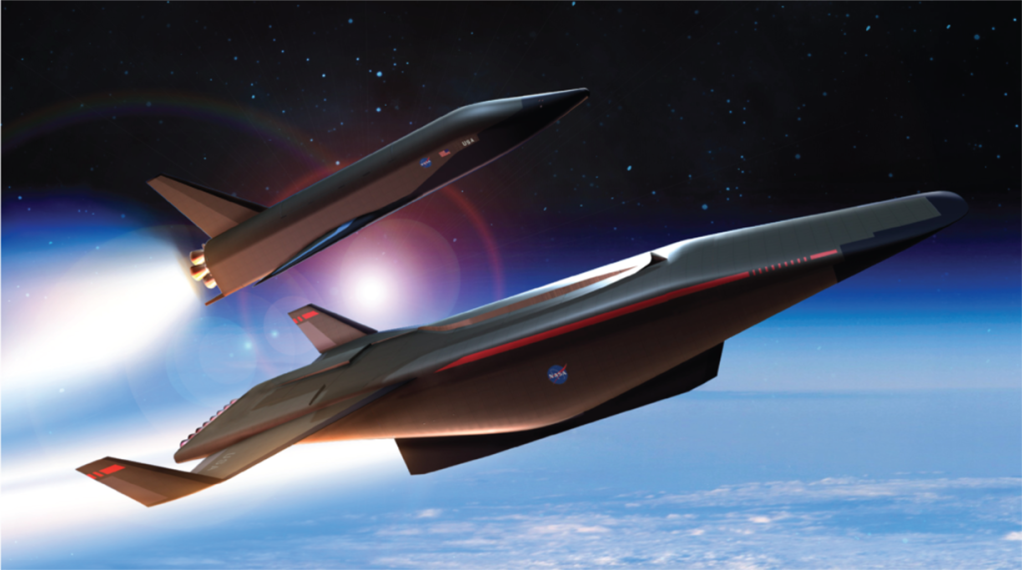 Artist illustration of hypersonic vehicles in flight high in the Earth's atmosphere.