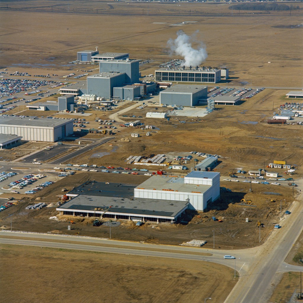 Aerial view of construction progress on Lunar Receiving Laboratory (LRL), Bldg. 37, MSC. MSC, HOUSTON, TX, 1967