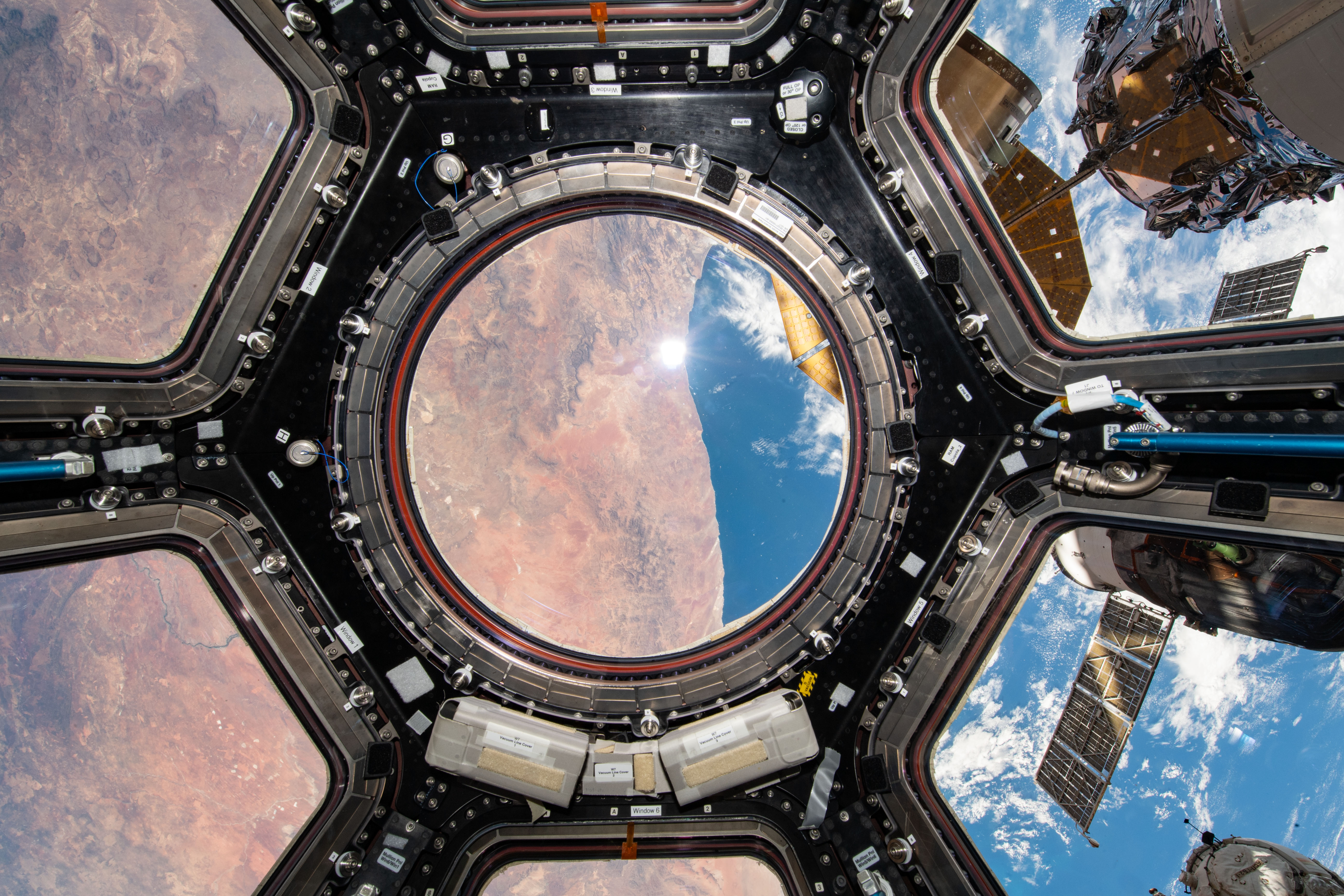 The southern coast of Africa is pictured from the International Space Station's "window to the world," or cupola, as it soared 265 miles above.