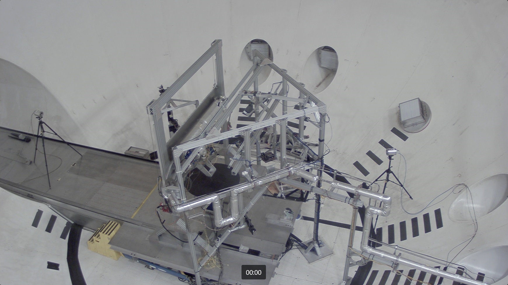 The PSI testing platform inside the vacuum sphere.