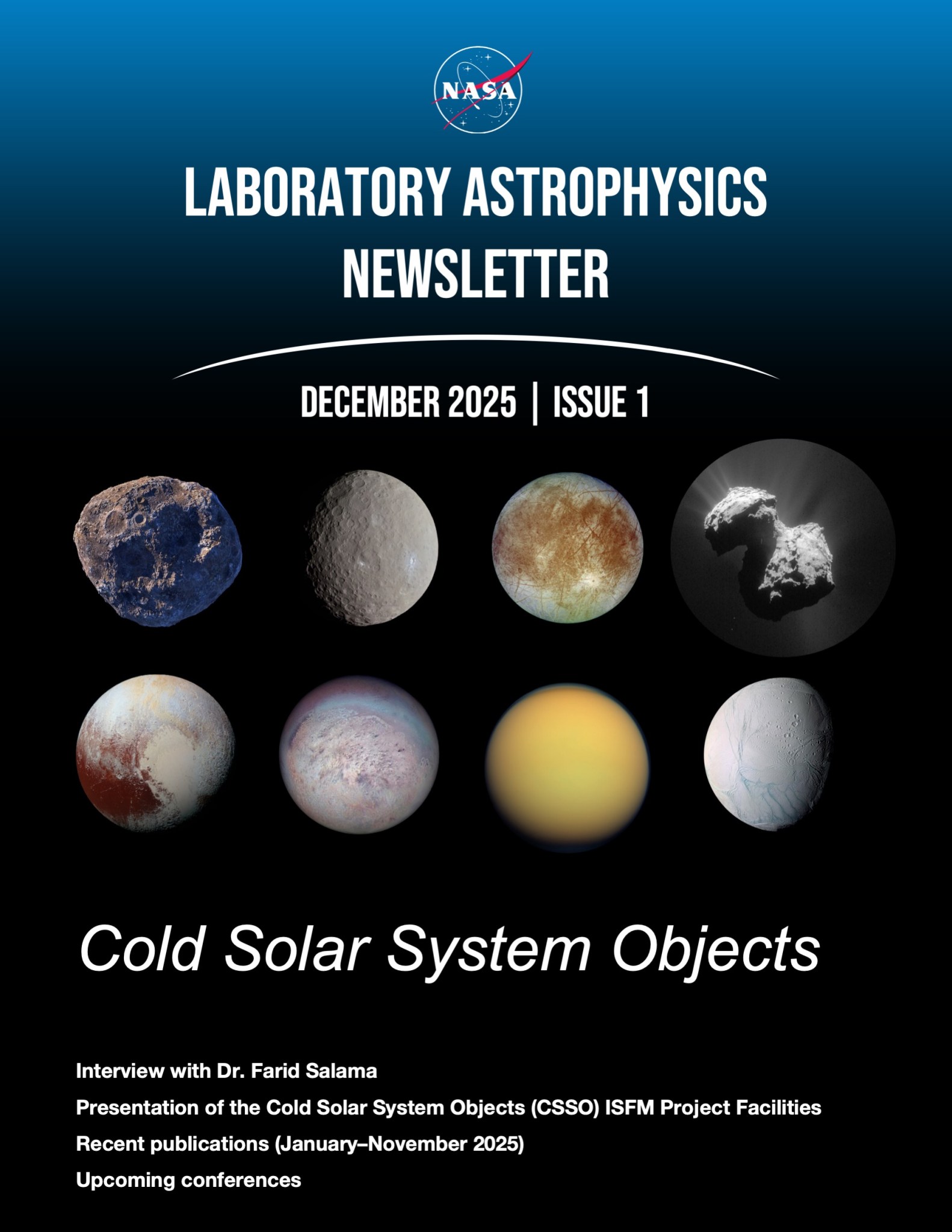 An image of the first page of the first Laboratory Astrophysics Newsletter, showing page 1.