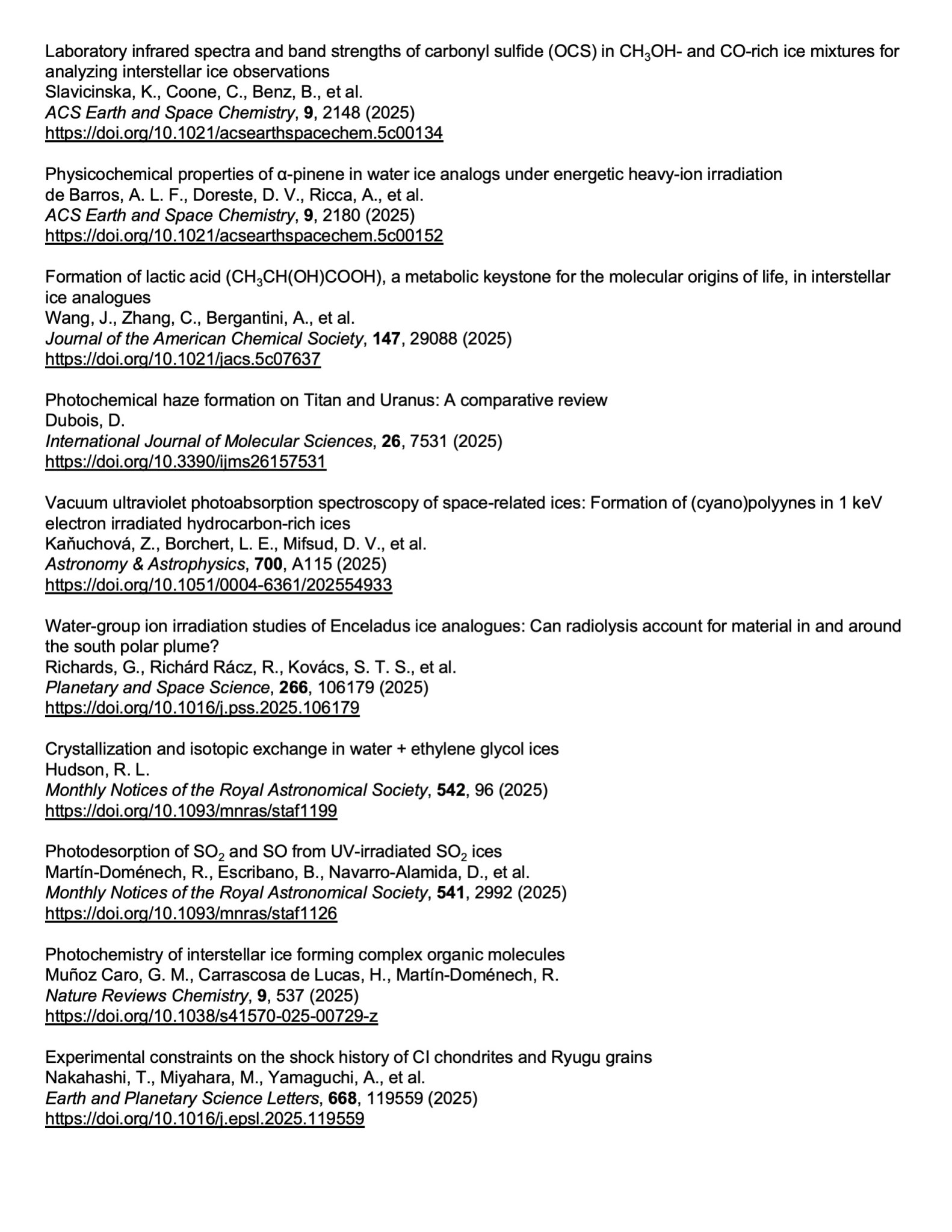 An image of the first page of the first Laboratory Astrophysics Newsletter, showing page 20.