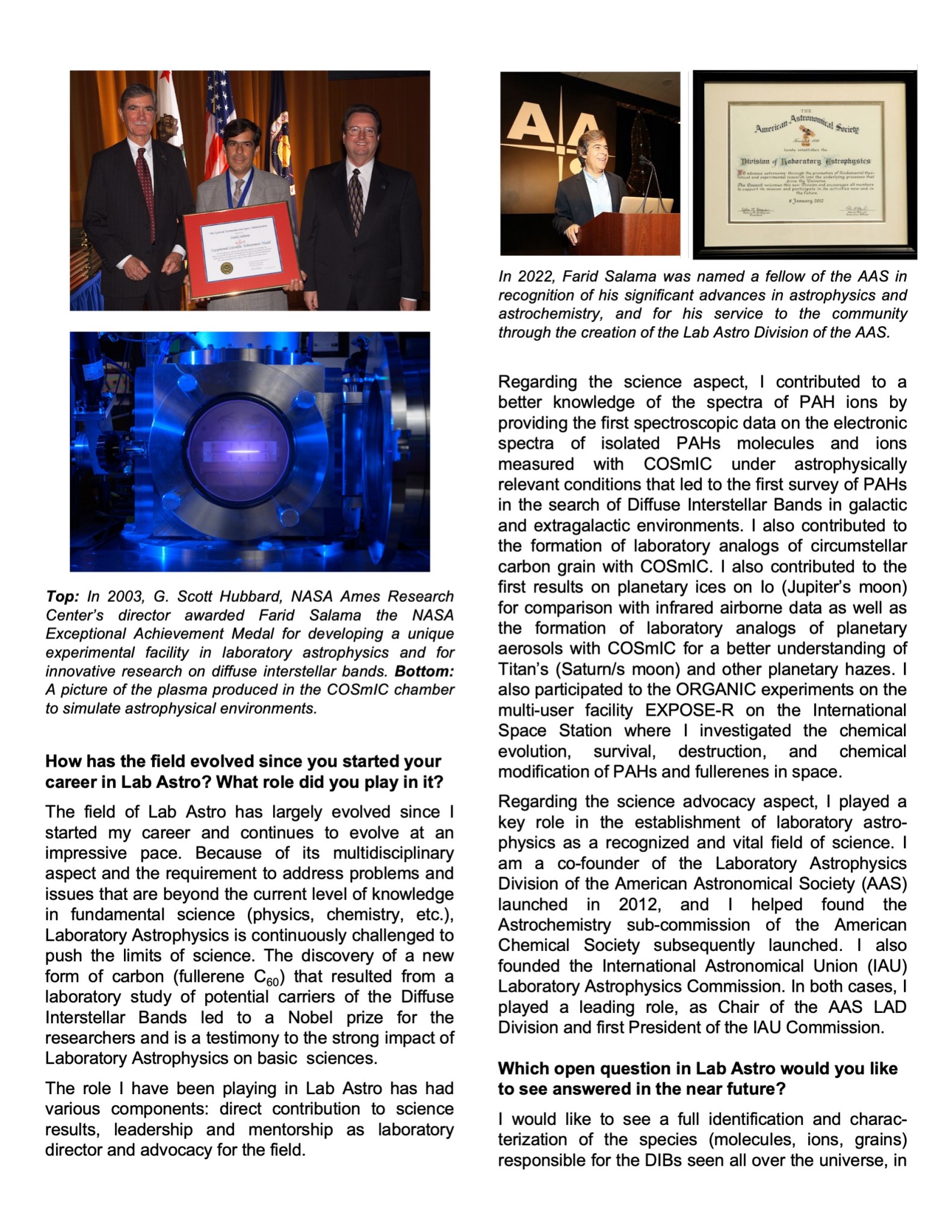 ARC-ST-LabAstroNewsletter-Issue1-Page-1 An image of the first page of the first Laboratory Astrophysics Newsletter, showing page 4.