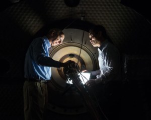 Building 222 Arc Jet Thermal Testing Facility during a final closure ceremony and last test run.