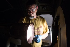 Building 222 Arc Jet Thermal Testing Facility during a final closure ceremony and last test run.