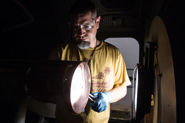 Building 222 Arc Jet Thermal Testing Facility during a final closure ceremony and last test run.