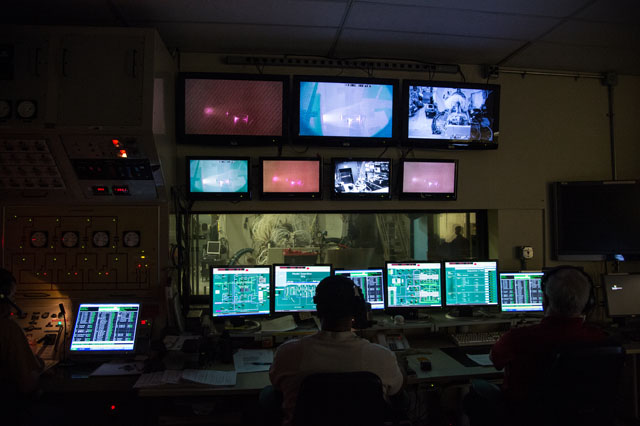 Building 222 Arc Jet Thermal Testing Facility during a final closure ceremony and last test run.
