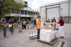 Arrival of meteorites from Antarctica to Building 31 - Meteorite Lab.