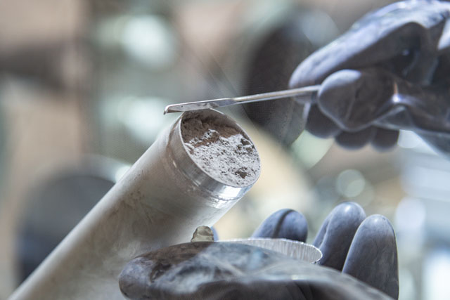 ANGSA 73001 Sample Extraction. (Apollo 17 Deep Core Sample 73001). Building 31 - Lunar Lab.