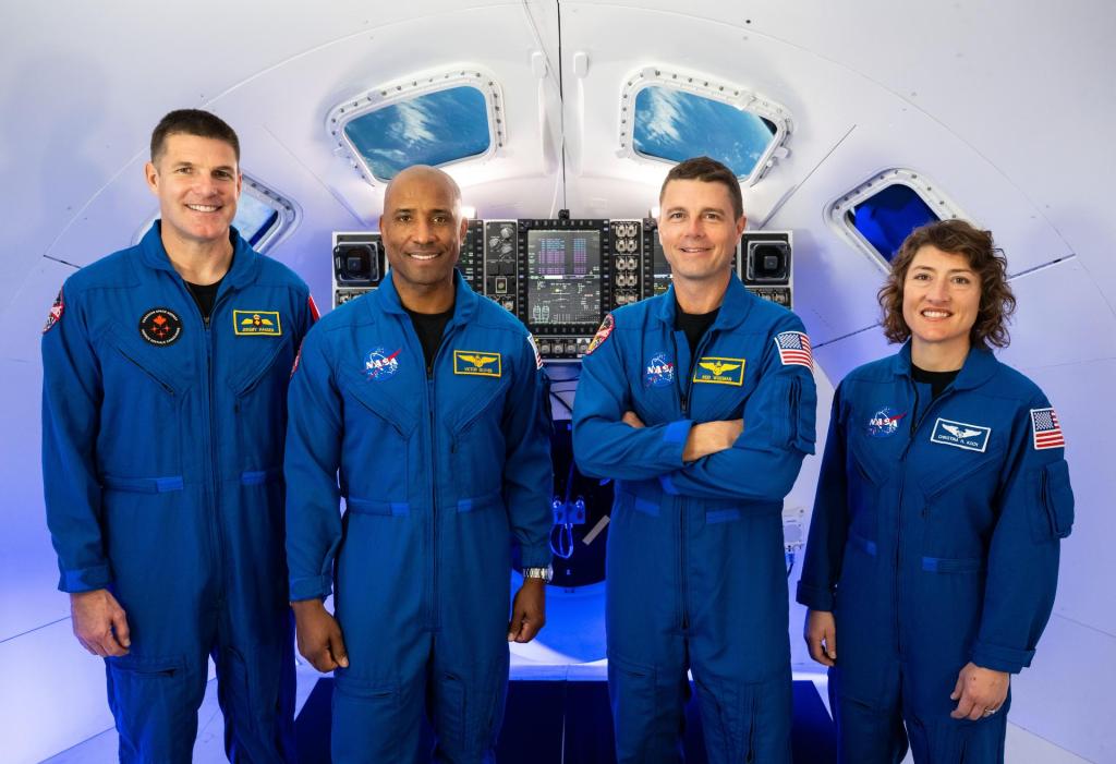 NASA astronauts Reid Wiseman, Victor Glover, and Christina Hammock Koch, and CSA astronaut Jeremy Hansen were announced Monday, April 3 as the four astronauts who will venture around the Moon on Artemis II, the first crewed mission on NASA’s path to establishing a long-term presence at the Moon for science and exploration through Artemis. The crew assignments are as follows: Commander Reid Wiseman, Pilot Victor Glover, Mission Specialist 1 Christina Koch, Mission Specialist 2 Jeremy Hansen. Photographer: James Blair
