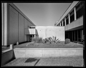 HAER-TX-109-N-13, South facing view of Building 31 entrance with Cactus Garden